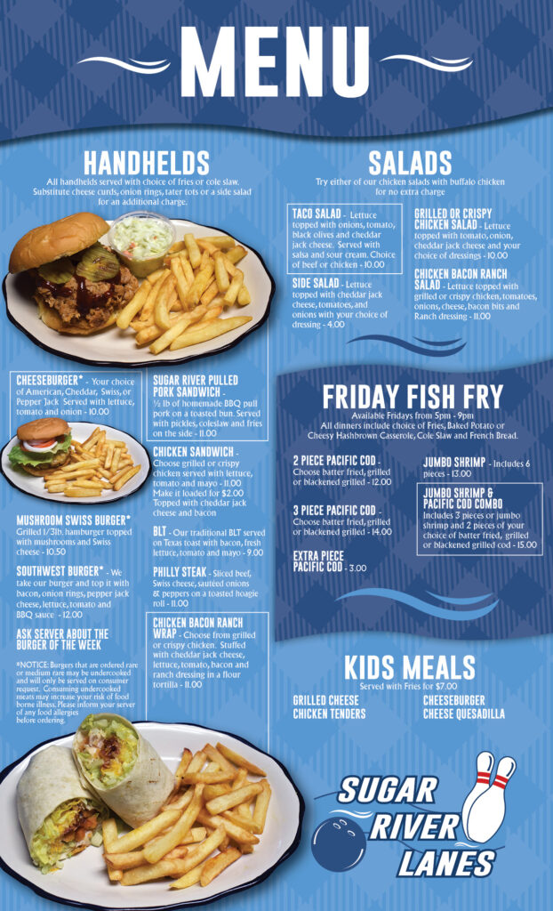 Sugar River Lanes Menu Page 2