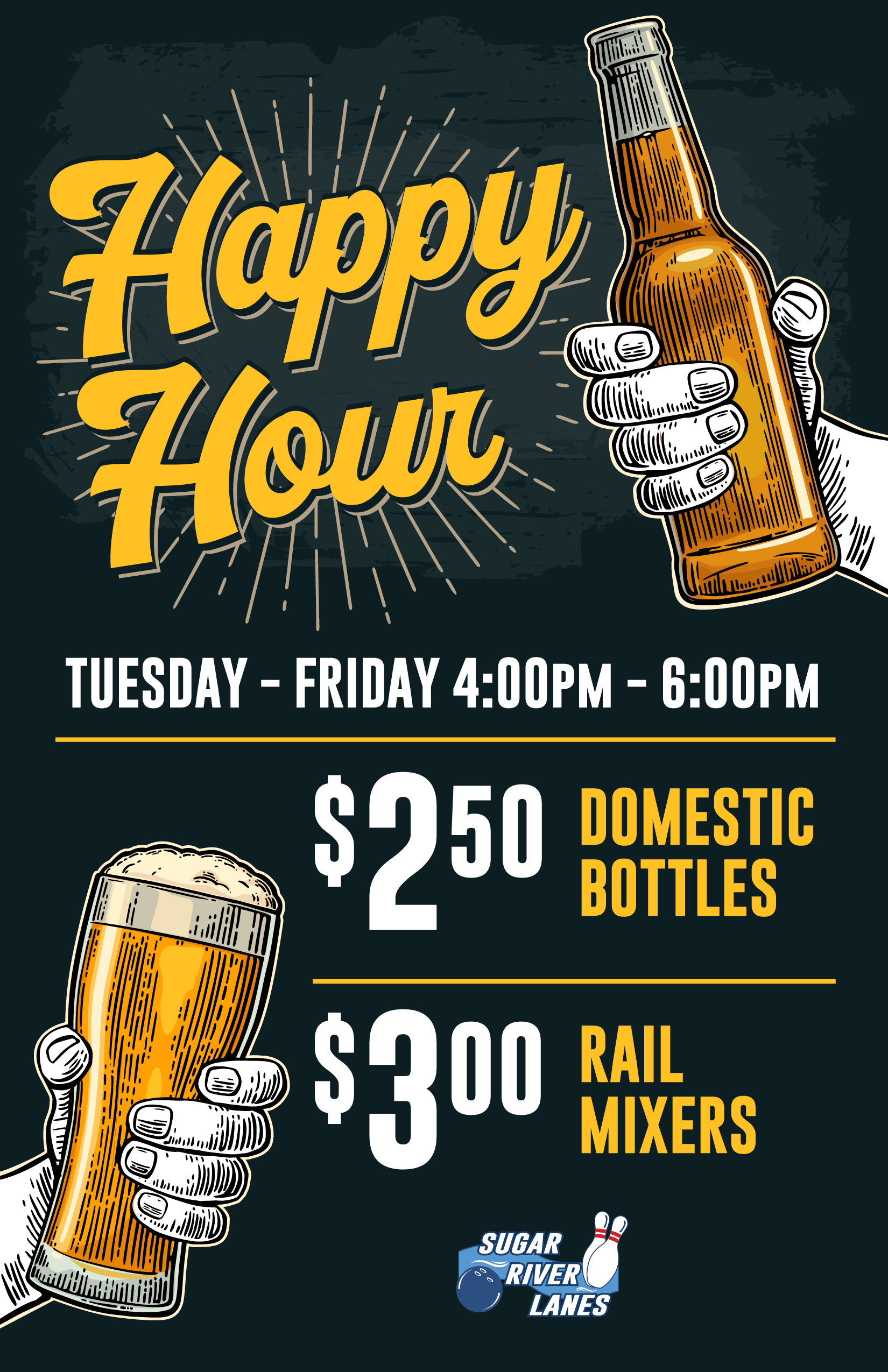 Happy Hour Tuesday - Friday from 4pm - 6pm