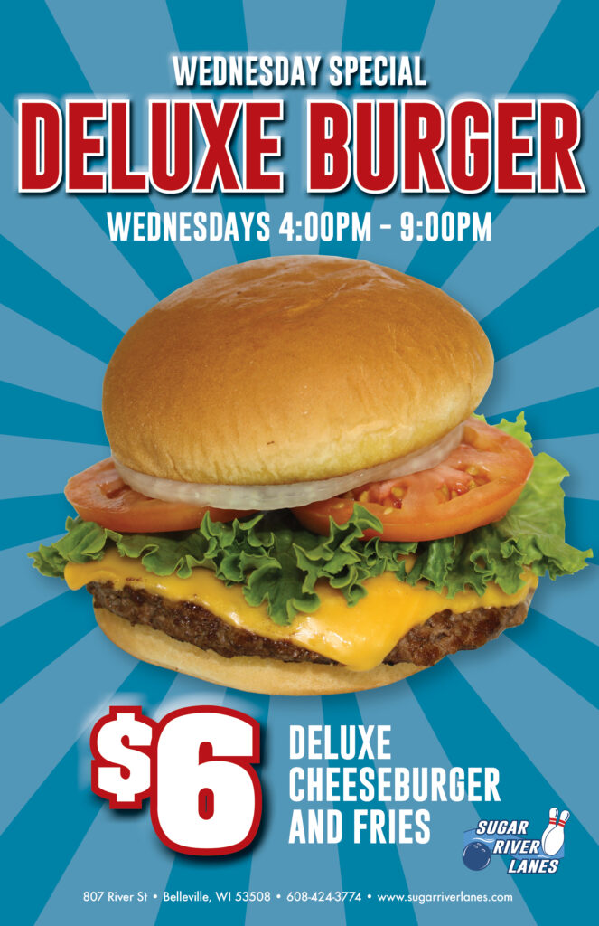 Deluxe Burger Special
$6 for Deluxe Cheeseburger and Fries